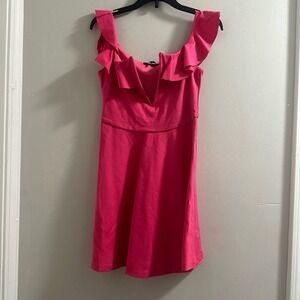 Majorelle hot pink short dress v neck ruffle‎ dress